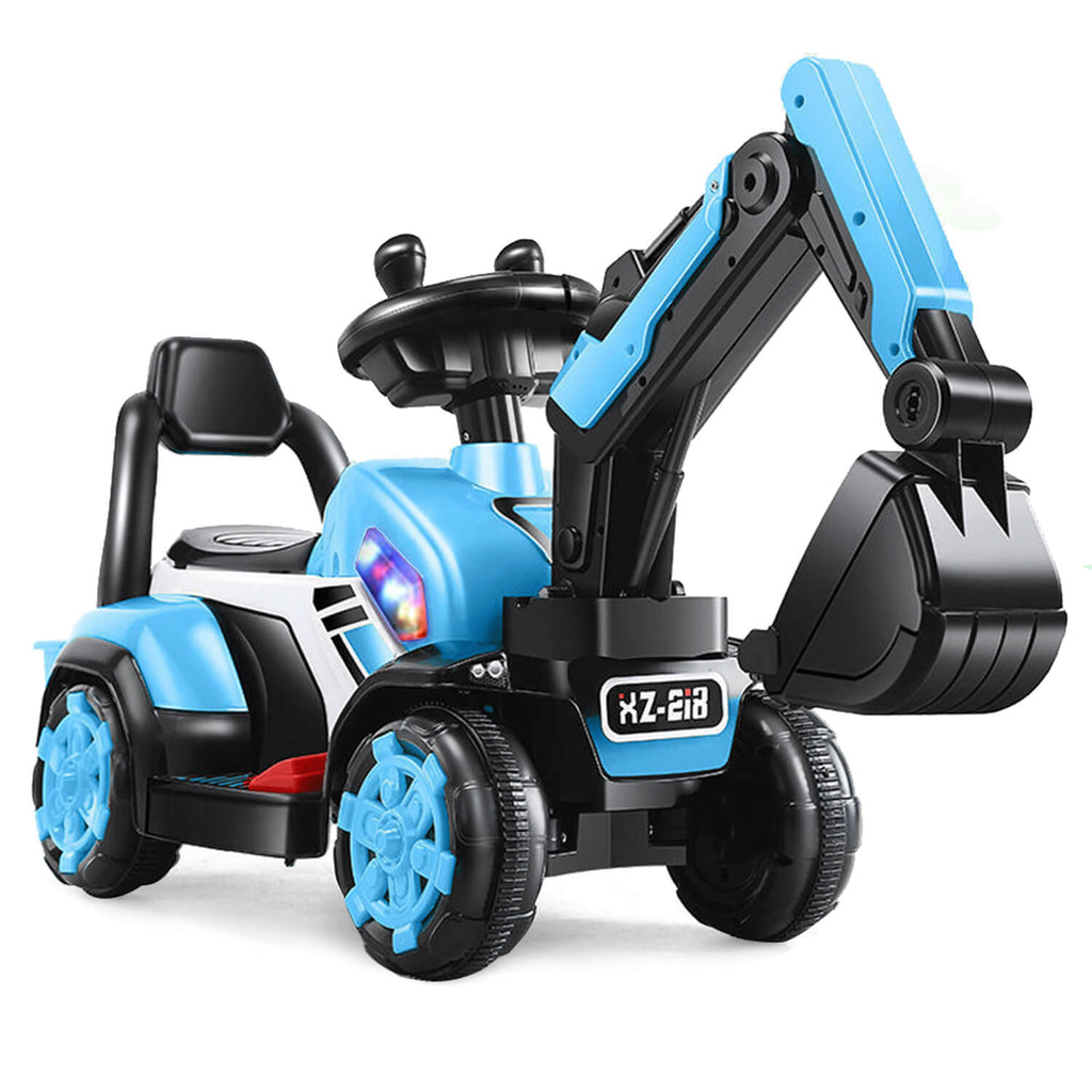 Toddler Electric Excavator 6V Ride-on Pedal Tractor With Power Digger & Music Sounds