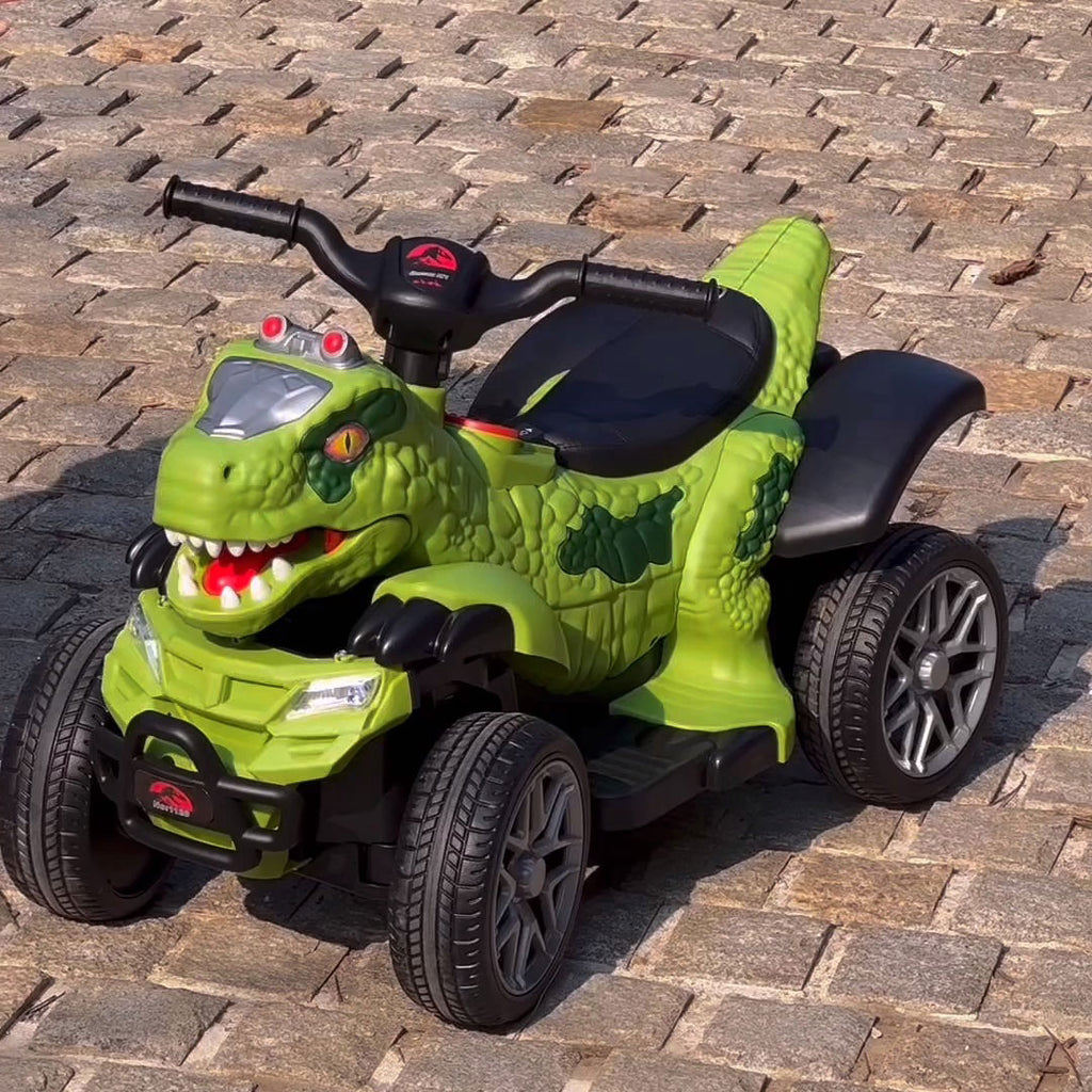 6V Dinosaur Ride-on ATV Kids Electric Car 4-Wheel Off-road Vehicles with LED Lights & Music