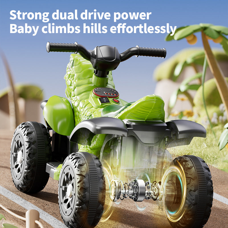 12V Dinosaur Ride-on Car Dual Drive ATV Electric Ride On Toys for Boys and Girls