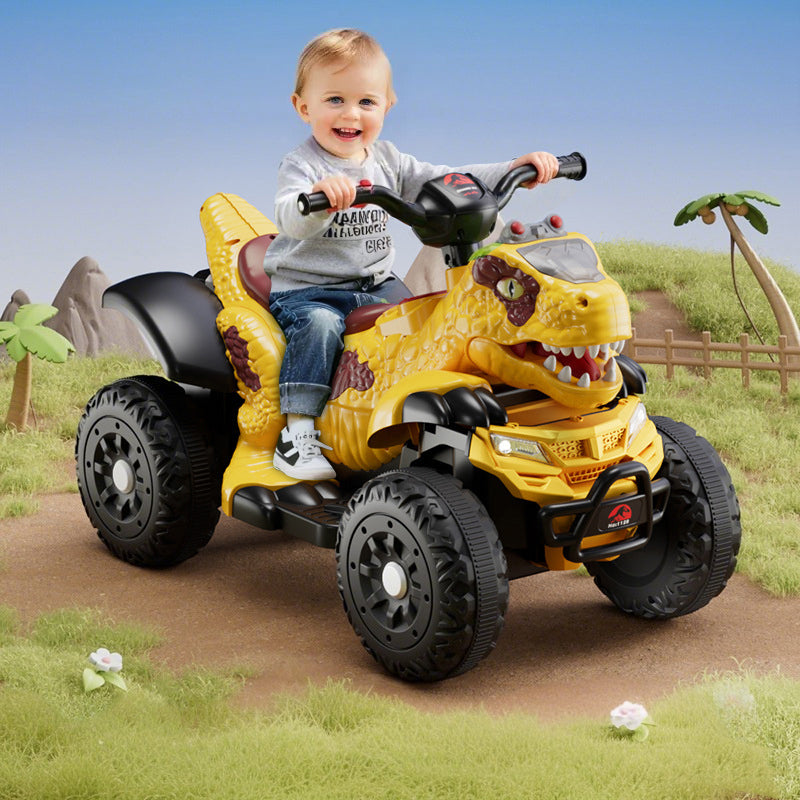 6V Dinosaur Ride-on ATV Kids Electric Car 4-Wheel Off-road Vehicles with LED Lights & Music