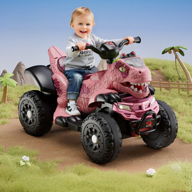 6V Dinosaur Ride-on ATV Kids Electric Car 4-Wheel Off-road Vehicles with LED Lights & Music