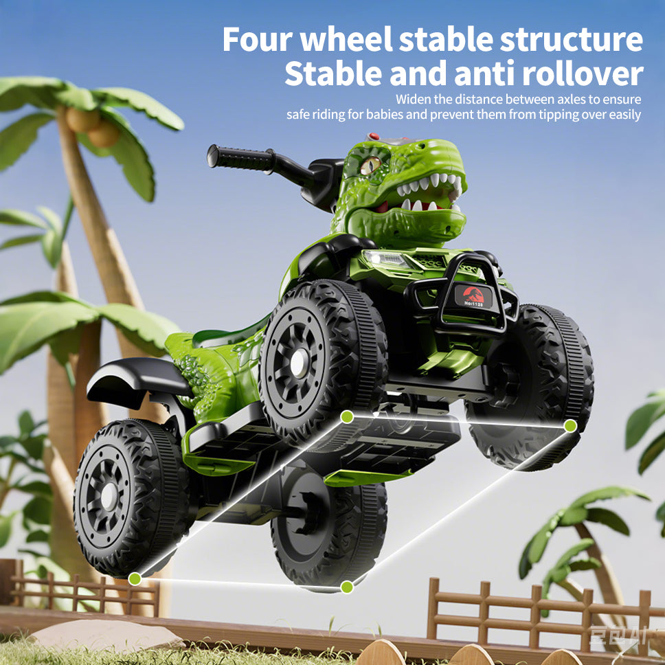 Toddler 12V Dinosaur Ride-on Car 4-wheel Dual Drive ATV Parental Remote Control Electric Car