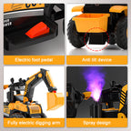 Toddler 3-in-1 Electric Excavator 6V Ride-on Stroller wIth Safe Belt Battery Power Excavator