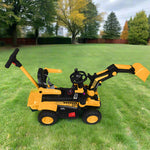 6V Toddler Electric Excavator Safety Belt Protection Ride-on Toys wIth Adjustable Push Handle