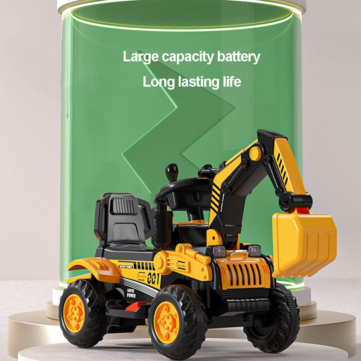 6V Electric Excavator Kids Water Spray Ride-on Toys Outdoor Indoor Excavator Car With Light & Music