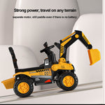 Toddler 3-in-1 Electric Excavator 6V Ride-on Stroller wIth Safe Belt Battery Power Excavator