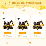 Toddler 3-in-1 Electric Excavator 6V Ride-on Stroller wIth Safe Belt Battery Power Excavator