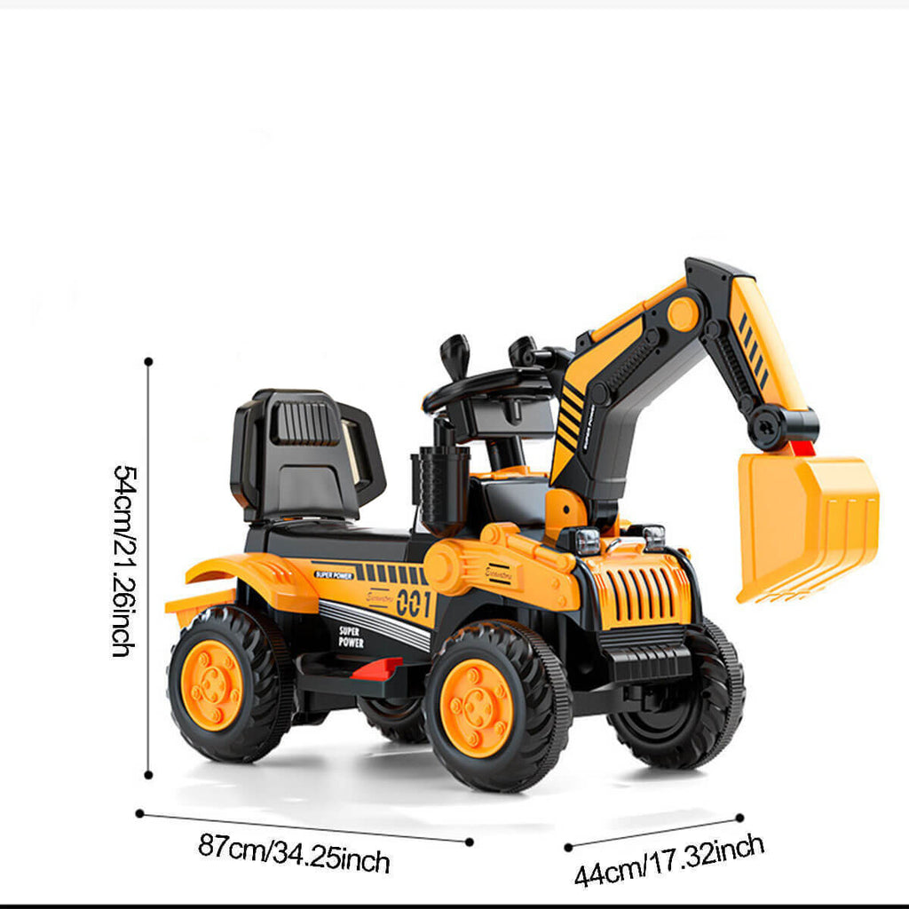 6V Electric Excavator Kids Water Spray Ride-on Toys Outdoor Indoor Excavator Car With Light & Music