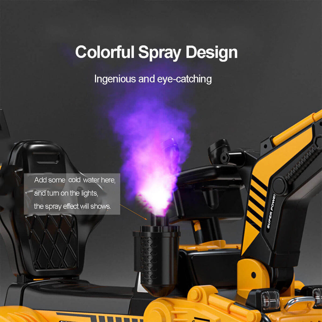 Toddler Electric Excavator with Safety Belt 6V Push Car Water Mist Ride-on Toys