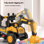 Toddler 3-in-1 Electric Excavator 6V Ride-on Stroller wIth Safe Belt Battery Power Excavator