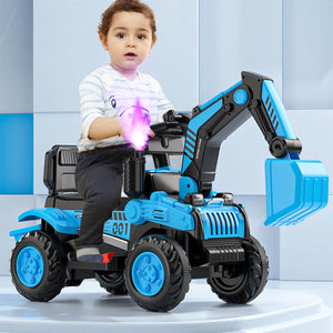 6V Electric Excavator Kids Water Spray Ride-on Toys Outdoor Indoor Excavator Car With Light & Music