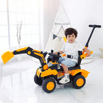 Toddler 3-in-1 Electric Excavator 6V Ride-on Stroller wIth Safe Belt Battery Power Excavator
