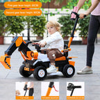 6V Electric Excavator Ride On Toy Adjustable Guardrail and Seatbelt Excavator with Music Light