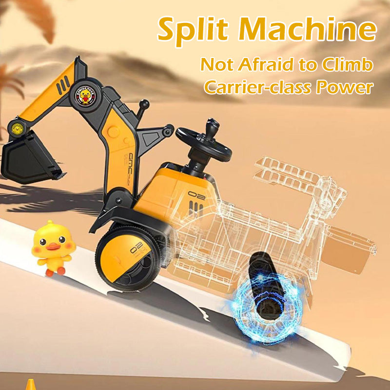 6V Electric Excavator Toddler Ride-On Toy Safe Belt Car Battery Powered with Parent Push Handle