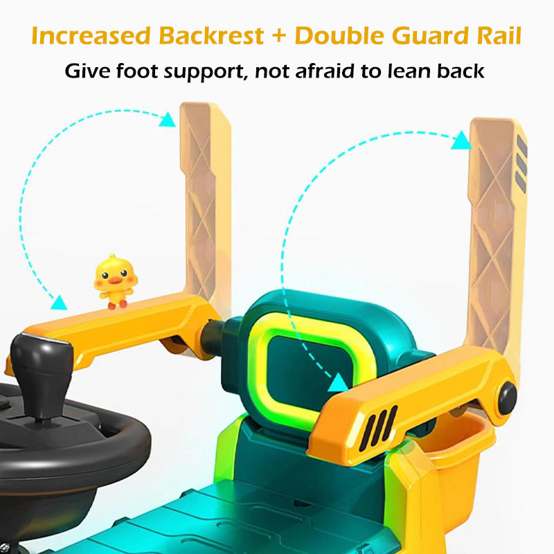 6V Electric Excavator Toddler Ride-On Toy Safe Belt Car Battery Powered with Parent Push Handle