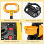 6V Electric Excavator Toddler Ride-On Toy Safe Belt Car Battery Powered with Parent Push Handle