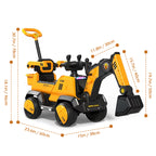 6V Electric Excavator Toddler Ride-On Toy Safe Belt Car Battery Powered with Parent Push Handle