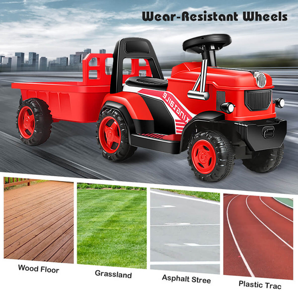 6V Electric Kids Ride On Tractor with Wagon Battery Powered Ride On Car For Boys & Girls