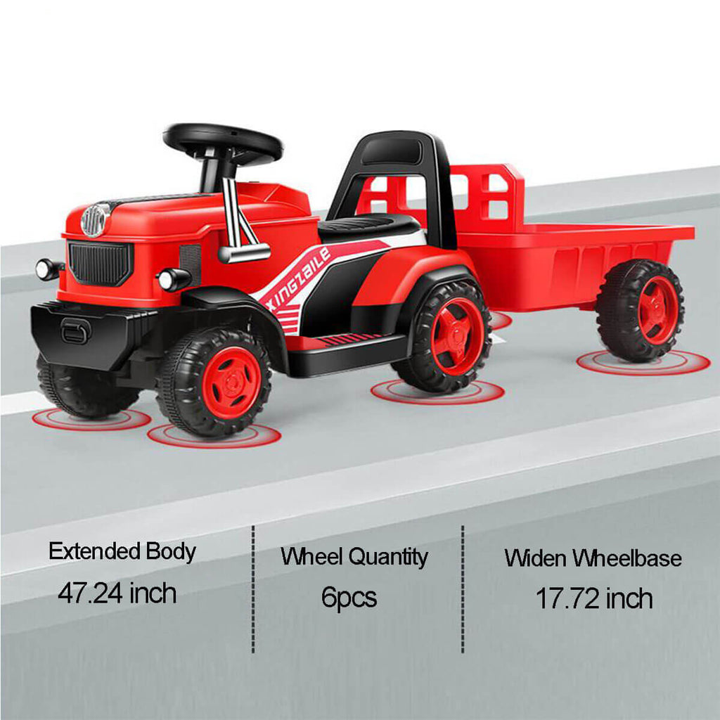 6V Electric Kids Ride On Tractor with Wagon Battery Powered Ride On Car For Boys & Girls