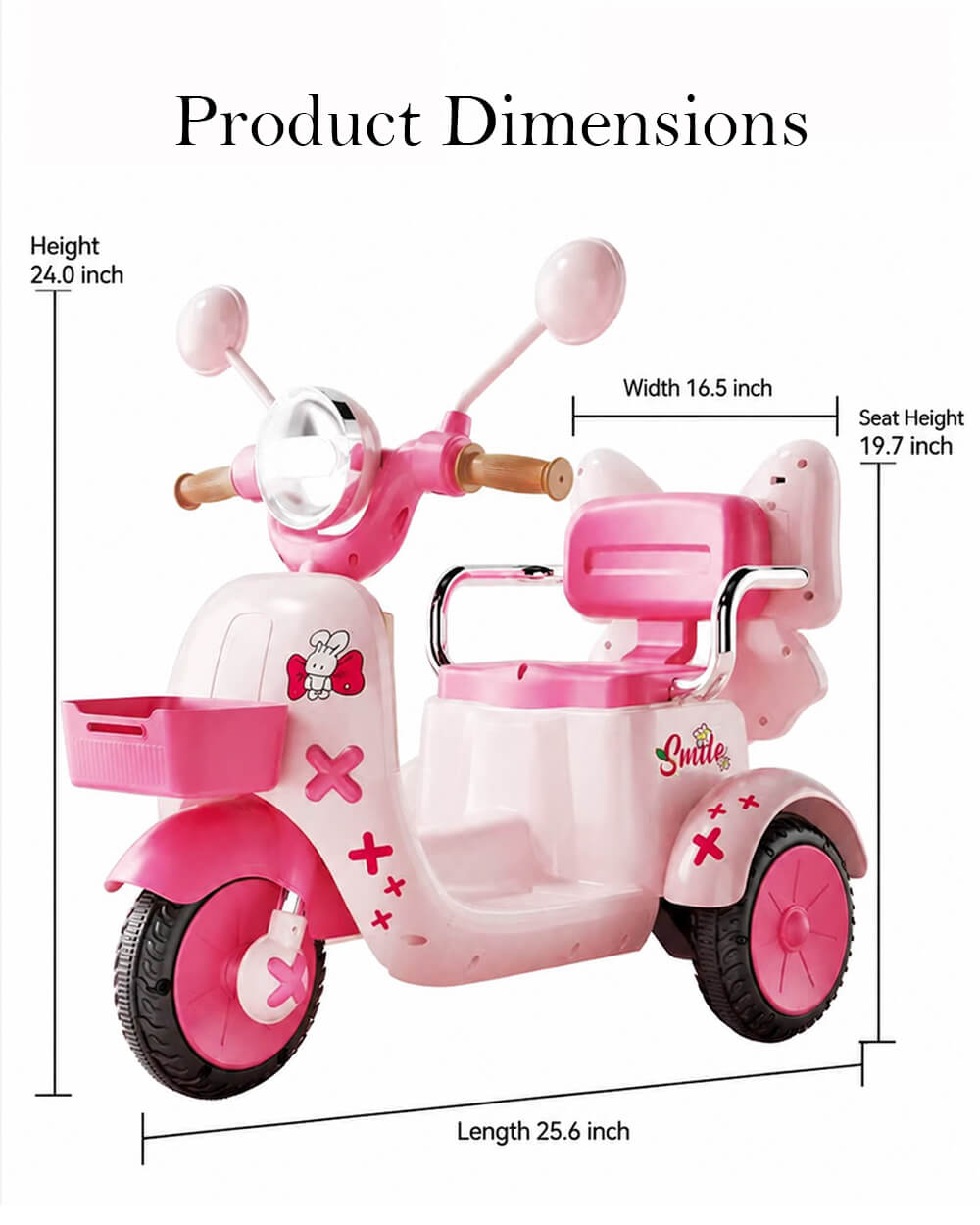 6V Electric Motorcycle 2WD Ride-On Car with Detachable Glowing Bow and LED Lights For Kids 2-8 Years