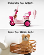 6V Electric Motorcycle 2WD Ride-On Car with Detachable Glowing Bow and LED Lights For Kids 2-8 Years
