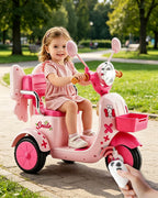 6V Electric Motorcycle 2WD Ride-On Car with Detachable Glowing Bow and LED Lights For Kids 2-8 Years