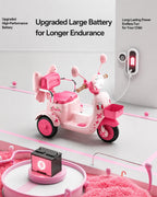 6V Electric Motorcycle 2WD Ride-On Car with Detachable Glowing Bow and LED Lights For Kids 2-8 Years