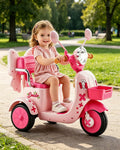6V Electric Motorcycle 2WD Ride-On Car with Detachable Glowing Bow and LED Lights For Kids 2-8 Years