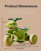 6V Electric Motorcycle Dual Drive Dinosaur Ride on Car with Lights and Music for Kids Ages 2-8