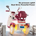 6V Electric Motorcycle Kids Ride on Car Dual Drive Bluetooth Motorcycle with Two Seats