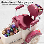 6V Electric Motorcycle Kids Ride on Car Dual Drive Bluetooth Motorcycle with Two Seats