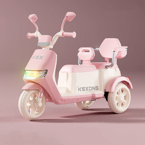 6V Electric Motorcycle Kids Ride on Car Dual Drive Bluetooth Motorcycle with Two Seats