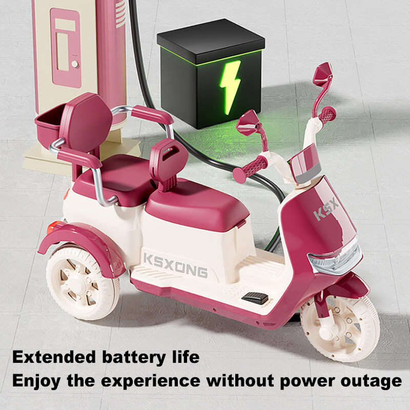 6V Electric Motorcycle Kids Ride on Car Dual Drive Bluetooth Motorcycle with Two Seats