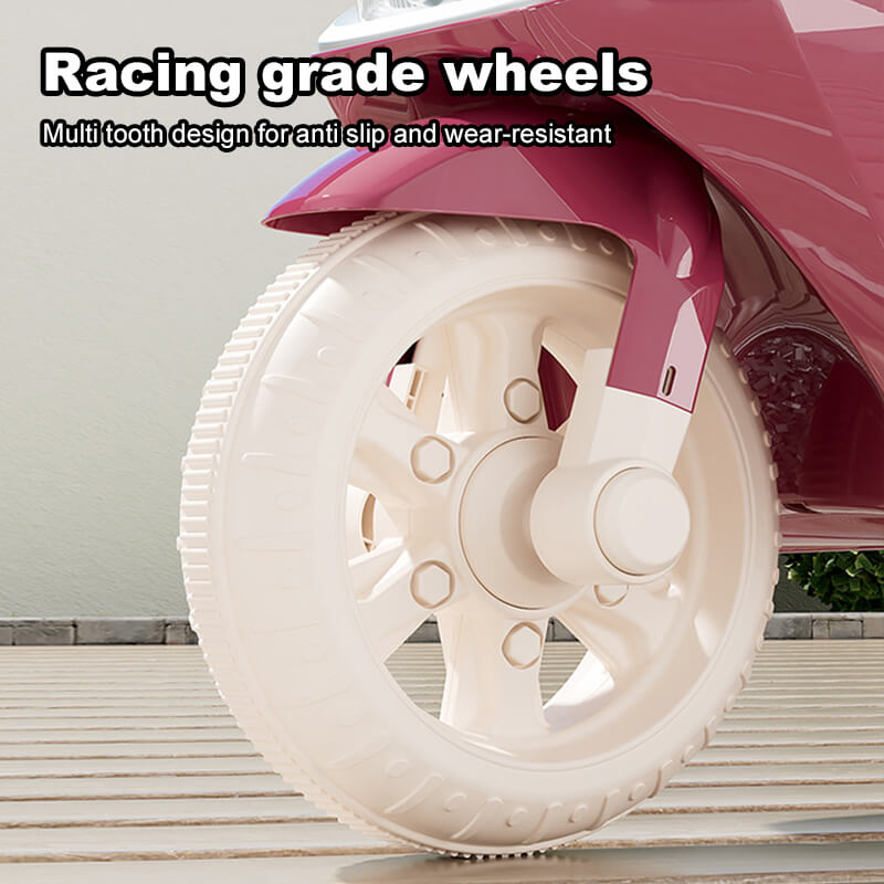 6V Electric Motorcycle Kids Ride on Car Dual Drive Bluetooth Motorcycle with Two Seats