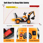 Toddler Electric Excavator 6V Ride-on Pedal Tractor With Power Digger & Music Sounds