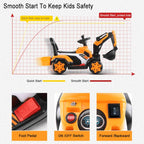 Children's Riding Excavator Electric Ride On Digger Toy 6 Volt Pedal Excavator