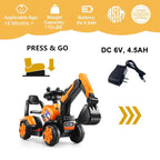 Toddler Electric Excavator 6V Ride-on Pedal Tractor With Power Digger & Music Sounds