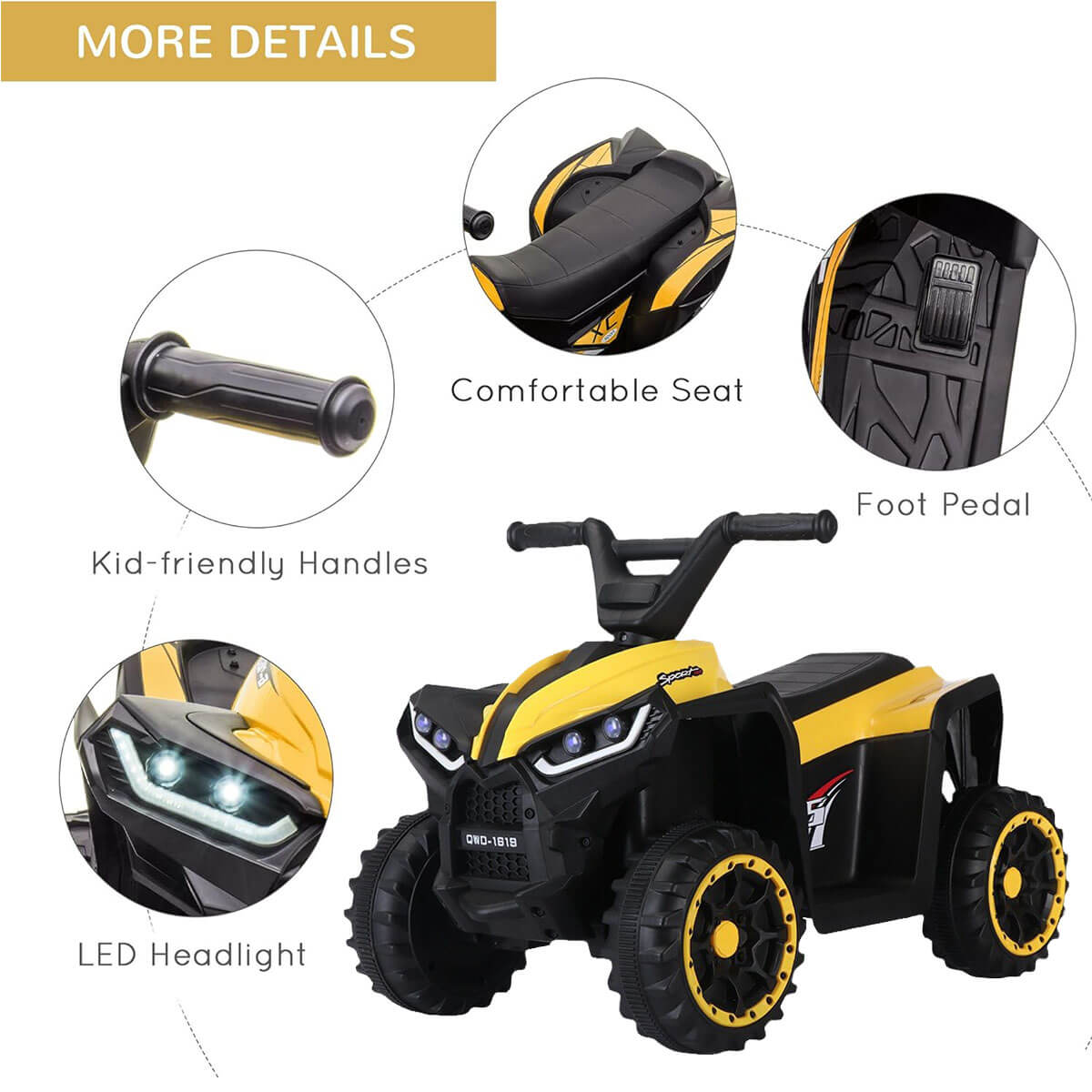 6V Kids ATV Dual Motors 4 Wheeler Off-Road Electric ATV Ride on Car wih Light Music For Boys & Girls