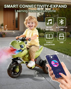 6V Kids Dinosaur Motorcycle Spray Ride on Motorcycle 3-Wheel Stable Car with Bluetooth Music