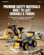 6V Kids Electric Excavator Battery Powered Ride On Excavator with Movable Digging Arm and Wide Seat