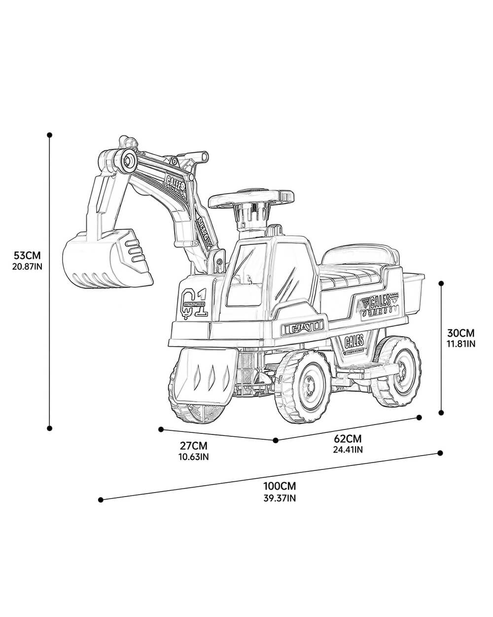 6V Kids Electric Excavator Battery Powered Ride On Excavator with Movable Digging Arm and Wide Seat