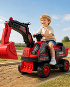 6V Kids Electric Excavator Battery Powered Ride On Excavator with Movable Digging Arm and Wide Seat