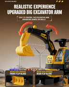 6V Kids Electric Excavator Battery Powered Ride On Excavator with Movable Digging Arm and Wide Seat