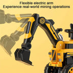 Kids Electric Ride-On Excavator w/ Push Bar Extended Wide Safe Seat With Front Power Arm & Light Music