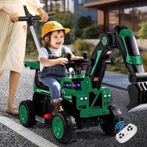 4-In-1 Remote Ride-On Push Car Toddler Fully Electric Ride On Digger Button Controlled Truck