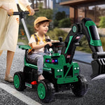 3-In-1 Toddler 6V Ride-On Push Car Kids 4WD Rechargeable Excavator with Fully Electric Digging Arm