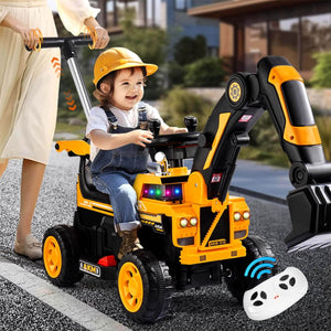 4-In-1 Remote Ride-On Push Car Toddler Fully Electric Ride On Digger Button Controlled Truck