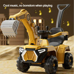 6V Kids Electric Excavator With Detachable Push Handle Ride On Toys For Boys & Girls