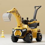 6V Kids Electric Excavator With Detachable Push Handle Ride On Toys For Boys & Girls