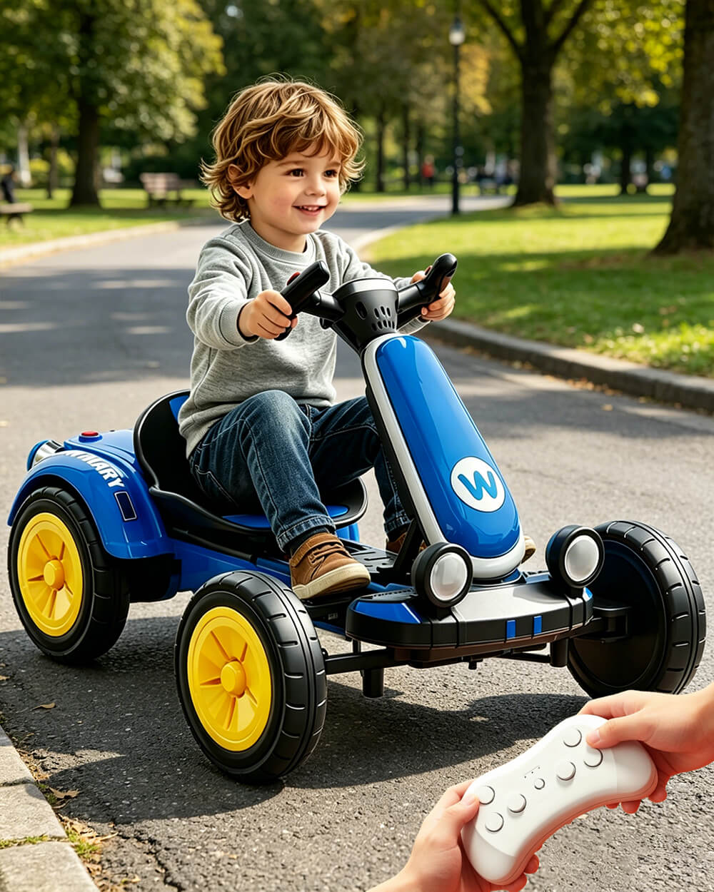 6V Kids Electric Go-Kart with Remote Control and Adjustable Seat Foldable Ride-On Car For Outdoor